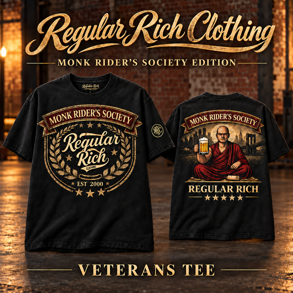 Veterans Military Crest Graphic Tee | Monk Rider’s Society Edition