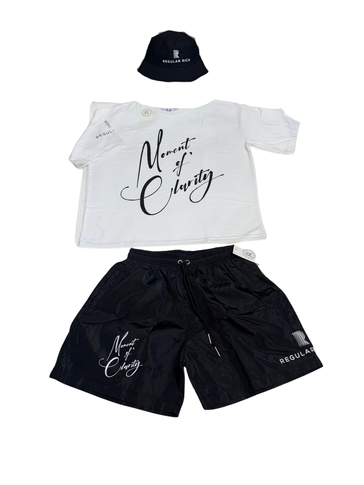 “Regular Rich”  3-Piece Streetwear Set (Tee, Shorts & Bucket Hat ) “Moment Of Clarity”Edition