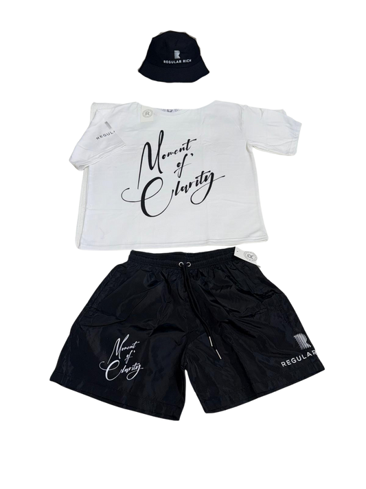 “Regular Rich”  3-Piece Streetwear Set (Tee, Shorts & Bucket Hat ) “Moment Of Clarity”Edition