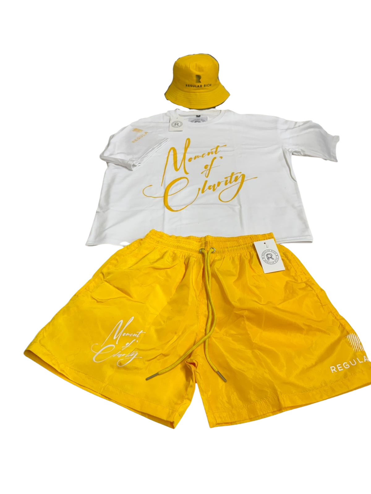 “Regular Rich”  3-Piece Streetwear Set (Tee, Shorts & Bucket Hat ) “Moment Of Clarity”Edition